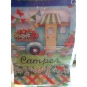 Small Yard Garden Flag Happy Camper 12x18"